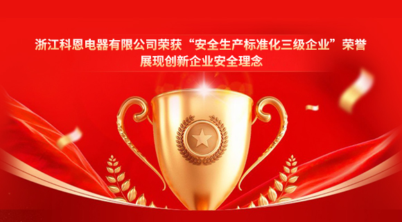 浙江科恩電器有限公司榮獲“安全生產標準化三級企業”榮譽，展現創新企業安全理念！